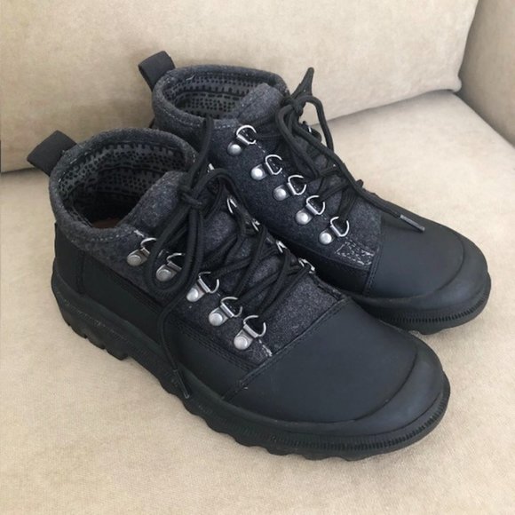 TOMS Cordova Black Wool with Leather Ankle Hiking Boots, Women's 6.5 - Picture 1 of 14